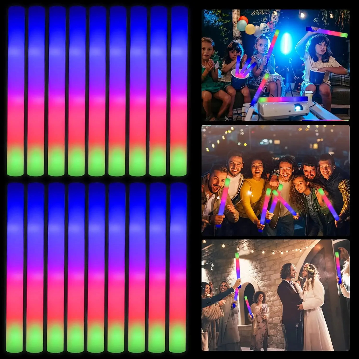 Flashing Led Foam Sticks Party - 3Z-50 шт. светодиодных пенопластовых светящихся палочек