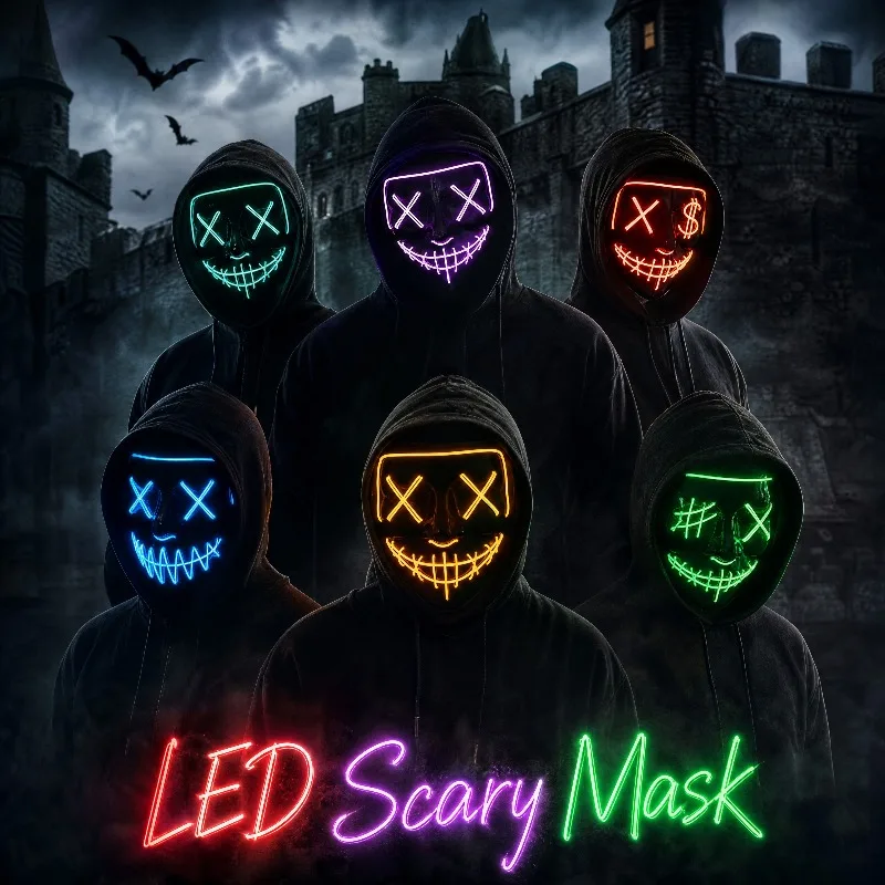 2026 Хэллоуинские товары для в – обзор и цена Led Purge Mask Halloween